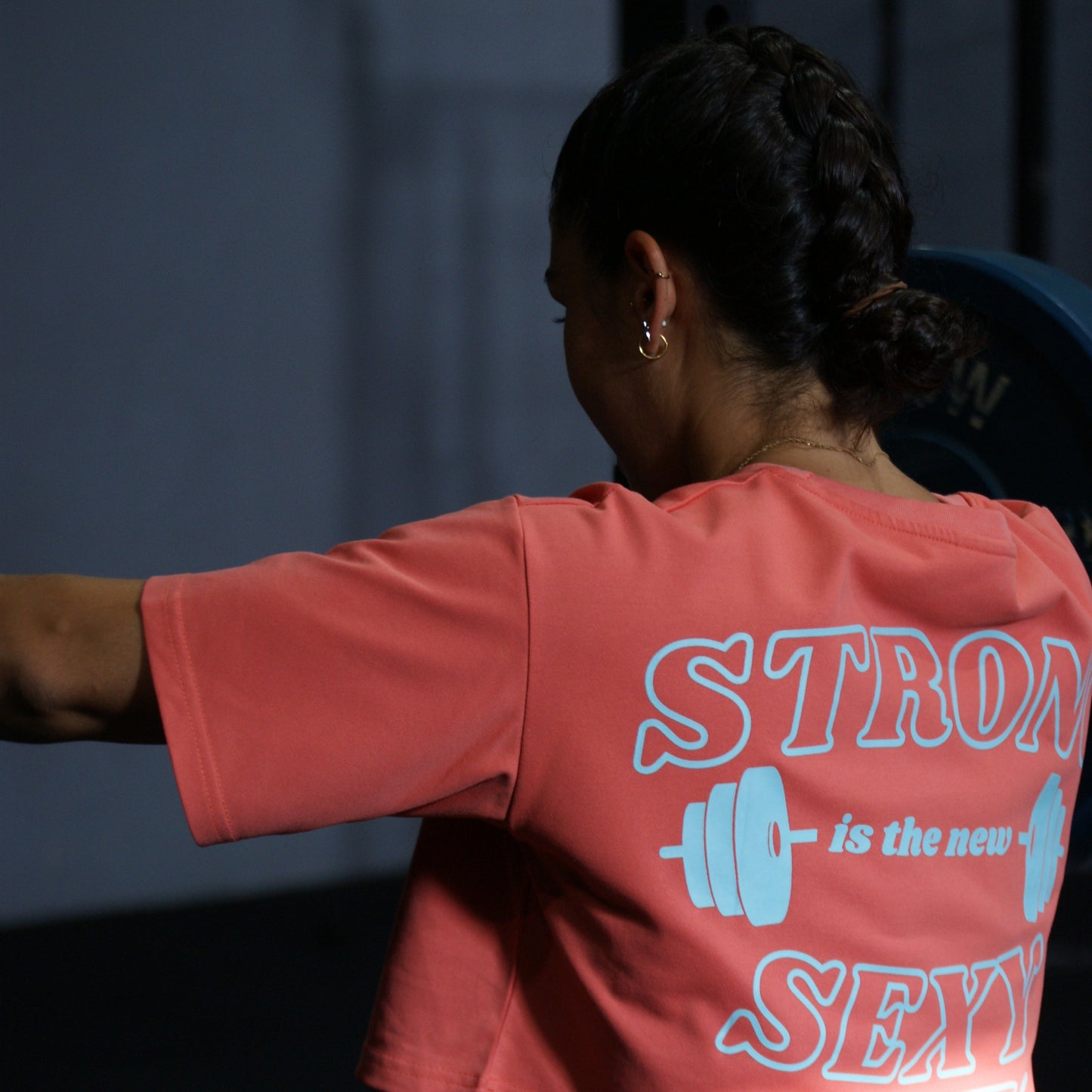Crop Top STRONG - Coral/Celeste