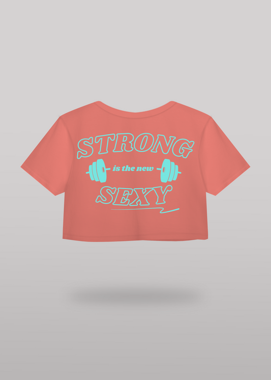 Crop Top STRONG - Coral/Celeste