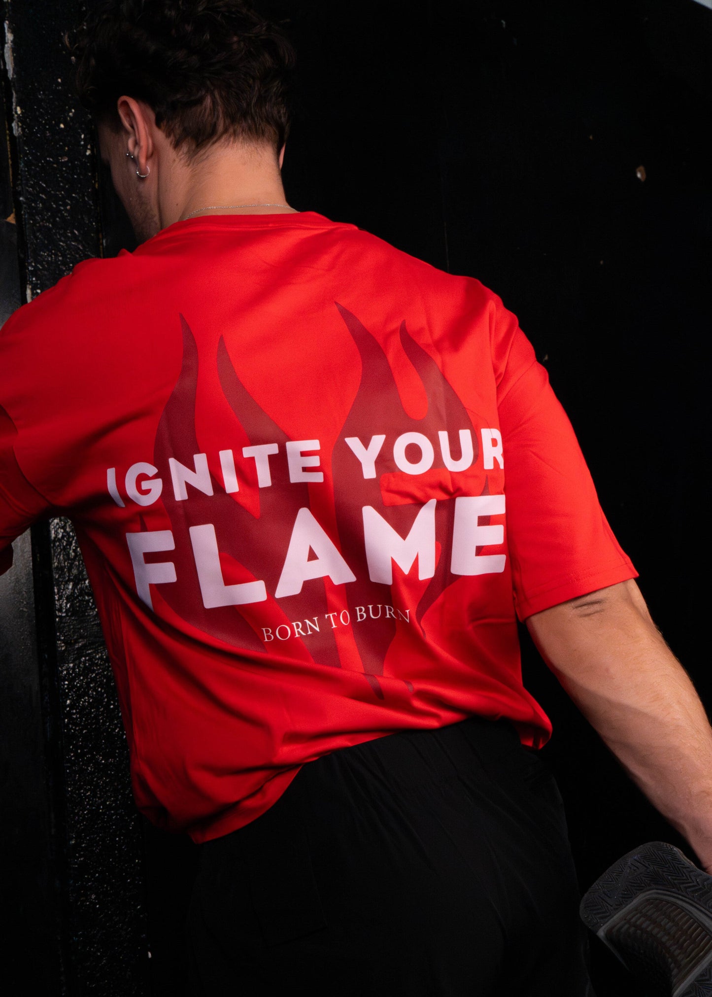 Burn - camiseta Oversize unisex (Rojo)