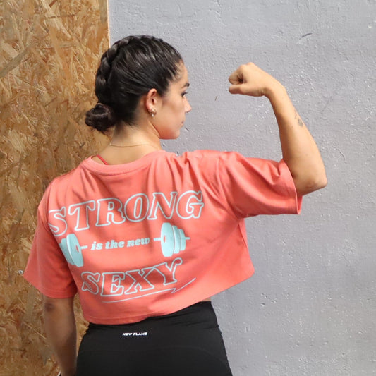 Crop Top STRONG - Coral/Celeste